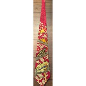 Vintage 1996 Marc Dennis Bruce's Rainforest Red Silk Frog Tie Endangered Species